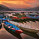 phewa lake, pokhara - Nepal, boat, lake, sunset, reflection, evening, nature wallpaper