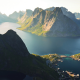 reine, lofoten islands, norway, morning, sunlight, mountains, nature, landscape wallpaper