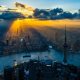 shanghai, china, city, river, skyscrapers, clouds, sin lights wallpaper