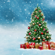 christmas tree, gifts, snow, christmas wallpaper