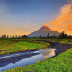 mayon volcano, mount mayon, albay, luzon, philippines, sunset, nature wallpaper