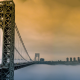 george washington bridge, new york, usa, clouds, bridge, mist, fog, city wallpaper