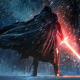 star wars: episode vii - the force awakens, kylo ren, light saber, sword, night, snow, forest wallpaper