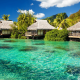 water bungalows, hotel, villa, nature, water, sea, tropical, palm wallpaper