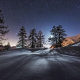 winter, landscape, night, snow, tree, stars, nature, starry night wallpaper