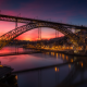 dom luis bridge, bridge, porto, portugal, sunset, double-decked metal arch bridge, douro river wallpaper