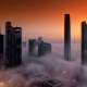 dubai, city, skyscrapers, fog, clouds wallpaper