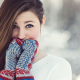 women, mittens, blue eyes, winter, brunette wallpaper