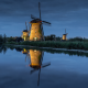 south holland, kinderdijk, mill, river, channel, landscape wallpaper