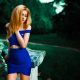 galina rover, redhead, blue dress, women, model wallpaper