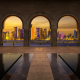 doha, qatar, city, skyscrapers, pool, night wallpaper