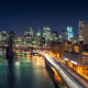 new york city, long exposure, city lights, city, brooklyn bridge, usa wallpaper
