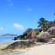 Seychelles, nature, landscape, island, beach, rock, palm trees, sea, sand, mountain, tropical, summe wallpaper