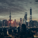 shanghai, china, cityscape, city, night, skyscrapers wallpaper