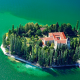 lake, island, castle, tree, forest, croatia, nature wallpaper