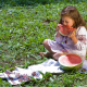 girl, nature, ukrainian, baby, berry, watermelon, delicious, food wallpaper