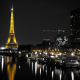france, eiffel tower, river, pier, paris, tower, night, lights, city, buildings wallpaper