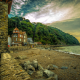 lynmouth, england, coast, rocks, house, beach, uk wallpaper