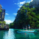 sea, tree, rocks, boat, philippines, palawan, el nido, nature wallpaper