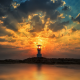 khao lak, thailand, sunrise, sun, lighthouse, calm, sea, nature wallpaper