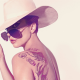 lady gaga, singer, actress, women, hat, sunglasses, tattoo, bare shoulders, mary ellen matthews wallpaper