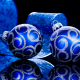 christmas, holidays, new year, blue balls, ribbon wallpaper
