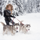 winter, husky, snow, forest, girl, women, fur, dog, animals, smiling wallpaper