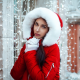 women, portrait, hood, gloves, winter wallpaper