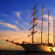 star clipper, sailing ship, sea, ship, sunset wallpaper