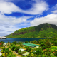french polynesia, mountains, ship, resort, cruise ship wallpaper