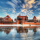 malbork castle, malbork, lake, clouds, fortress, poland, sky, winter, nature, city, castle wallpaper