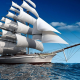 sailboat, sea, ocean, ship, sail, 3d graphics wallpaper