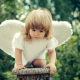 girl, baby, dress, wings, angel, child wallpaper