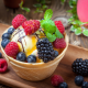 food, berry, raspberry, blackberry, blueberry, mint, ice cream wallpaper