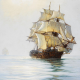painting, sea, sailboat, frigate, montague dawson, ship wallpaper
