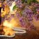 glass, drink, necklace, pearl, lilac, bokeh, lilac, flowers wallpaper