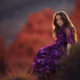 purple, nature, girl, long hairs, kid, dress wallpaper
