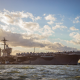 aircraft carrier, ship, sea, clouds wallpaper