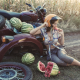 field, road, situation, motorcycle, crash, girl, watermelon, women, busty wallpaper