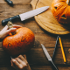 halloween, pumpkin, holidays, knife wallpaper