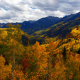 nature, clouds, sky, mountains, trees, autumn, foliage wallpaper