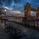 city, London, England, Tower Bridge, bridge, street, street light, night, cobblestones, River Thames wallpaper