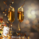 holidays, new year, glasses, champagne, serpentine, bokeh, christmas wallpaper