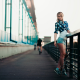 girl, city, skateboard, legs, jeans shorts, blonde wallpaper