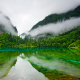 Jiuzhaigou Nature Reserve, China, lake, clear water, trees, mountain, clouds, Five Colored Lake wallpaper