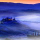 fog, hills, house, pines, light, val dorcia, tuscany, italy wallpaper
