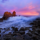 stones, california, pacific ocean, wave, rocks, sunset, corona del mar, ocean, nature wallpaper