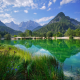lake jasna kranjska gora, slovenia, lake, mountains, nature, sky, clouds wallpaper