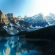 moraine lake, canada, lake, mountains, snow, forest, nature, landscape wallpaper