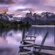 Torres del Paine, clouds, Chile, nature, landscape, lake, mountain, sunrise, calm, summer, water wallpaper